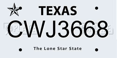 CWJ3668 Texas License Plate