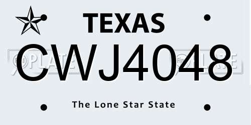 CWJ4048 Texas License Plate