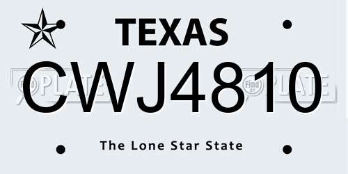 CWJ4810 Texas License Plate