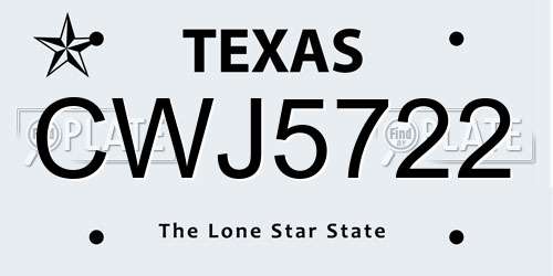 CWJ5722 Texas License Plate