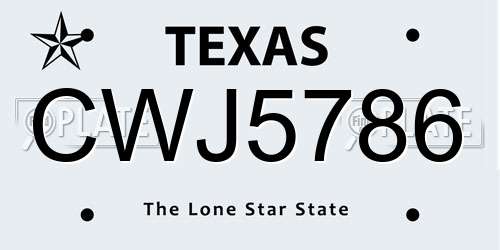CWJ5786 Texas License Plate