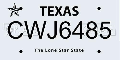 CWJ6485 Texas License Plate