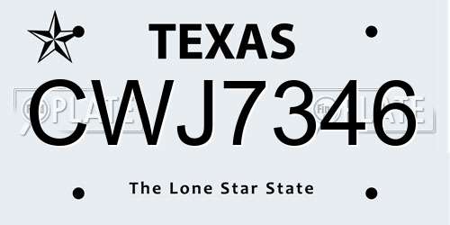 CWJ7346 Texas License Plate