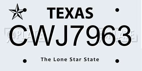 CWJ7963 Texas License Plate