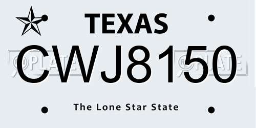 CWJ8150 Texas License Plate