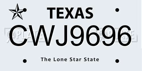CWJ9696 Texas License Plate