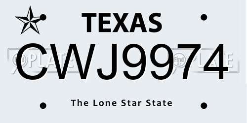 CWJ9974 Texas License Plate