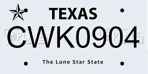 CWK0904 Texas License Plate