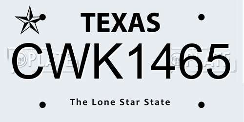 CWK1465 Texas License Plate