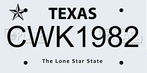 CWK1982 Texas License Plate