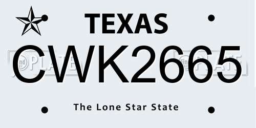 CWK2665 Texas License Plate