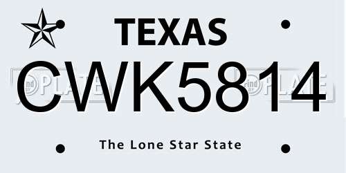 CWK5814 Texas License Plate