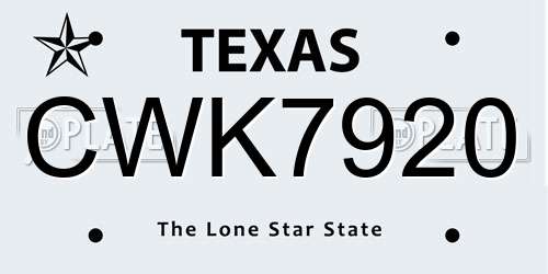 CWK7920 Texas License Plate