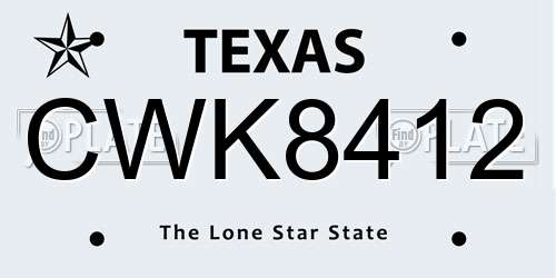 CWK8412 Texas License Plate