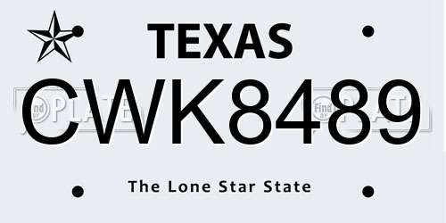 CWK8489 Texas License Plate