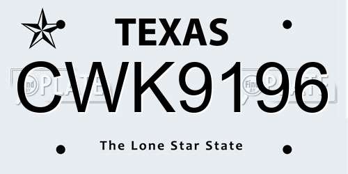CWK9196 Texas License Plate