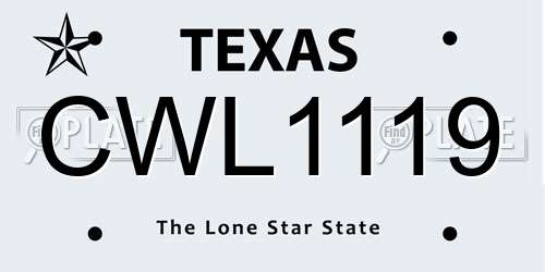 CWL1119 Texas License Plate