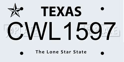 CWL1597 Texas License Plate