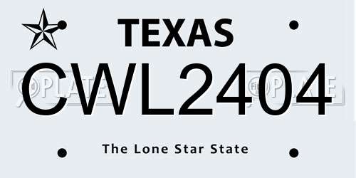 CWL2404 Texas License Plate