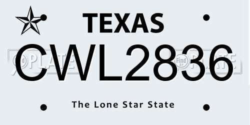 CWL2836 Texas License Plate