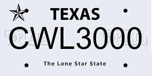 CWL3000 Texas License Plate
