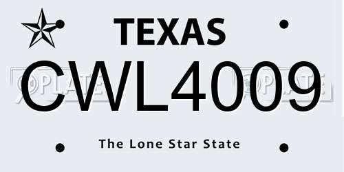CWL4009 Texas License Plate