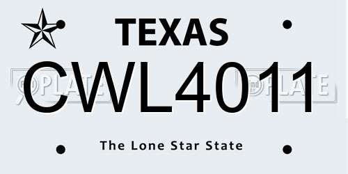 CWL4011 Texas License Plate