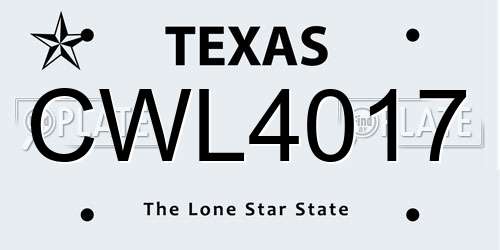 CWL4017 Texas License Plate
