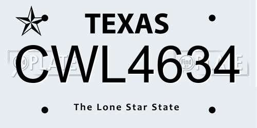 CWL4634 Texas License Plate