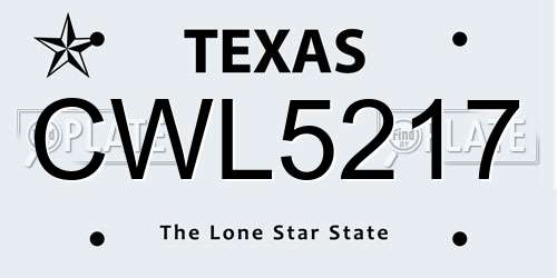 CWL5217 Texas License Plate