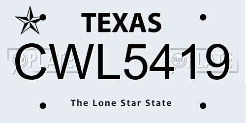 CWL5419 Texas License Plate