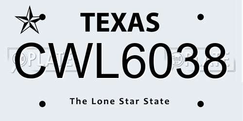 CWL6038 Texas License Plate