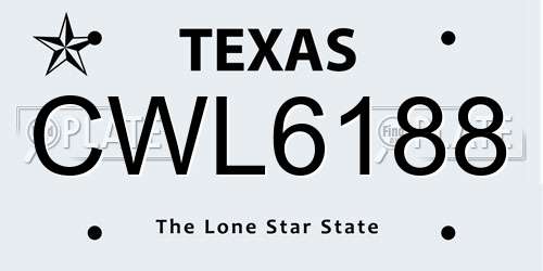 CWL6188 Texas License Plate