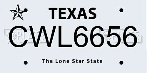 CWL6656 Texas License Plate