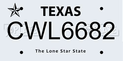 CWL6682 Texas License Plate
