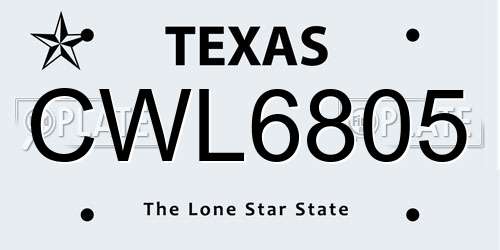 CWL6805 Texas License Plate