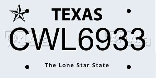 CWL6933 Texas License Plate