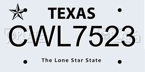 CWL7523 Texas License Plate