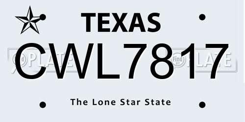 CWL7817 Texas License Plate
