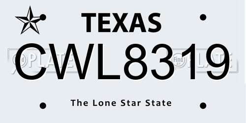 CWL8319 Texas License Plate
