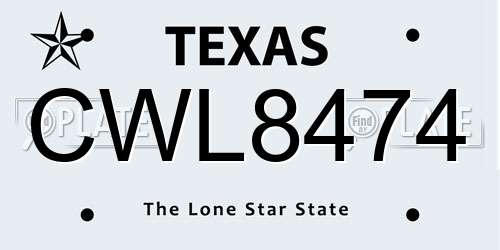CWL8474 Texas License Plate