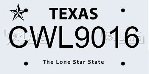 CWL9016 Texas License Plate