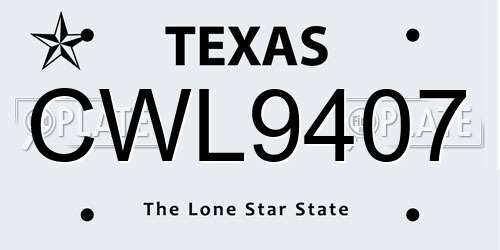 CWL9407 Texas License Plate