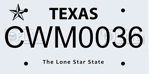 CWM0036 Texas License Plate