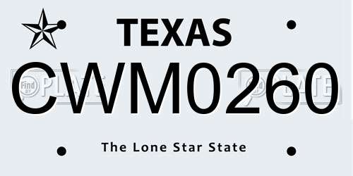 CWM0260 Texas License Plate