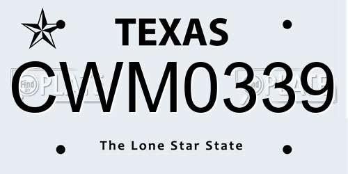 CWM0339 Texas License Plate
