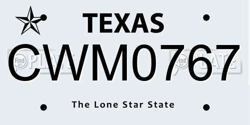 CWM0767 Texas License Plate