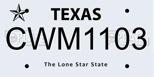 CWM1103 Texas License Plate