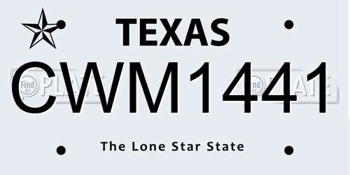 CWM1441 Texas License Plate