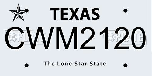 CWM2120 Texas License Plate